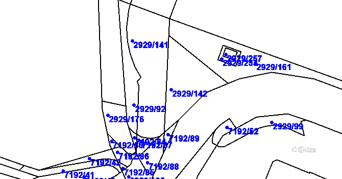 Parcela st. 2929/142 v KÚ Boskovice, Katastrální mapa
