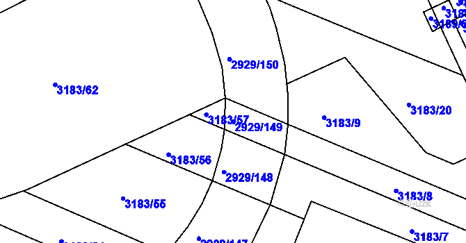 Parcela st. 2929/149 v KÚ Boskovice, Katastrální mapa