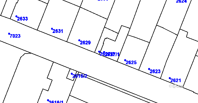 Parcela st. 2627/3 v KÚ Boskovice, Katastrální mapa