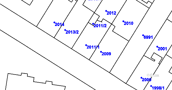 Parcela st. 2011/1 v KÚ Boskovice, Katastrální mapa