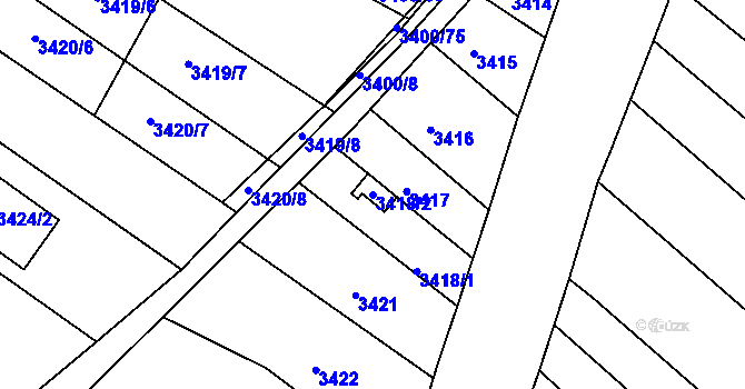 Parcela st. 3418/2 v KÚ Boskovice, Katastrální mapa