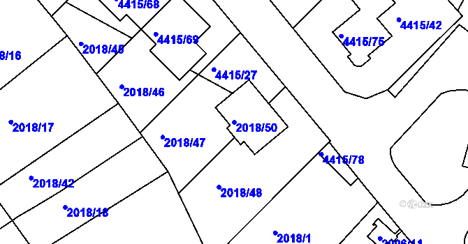 Parcela st. 2018/50 v KÚ Boskovice, Katastrální mapa