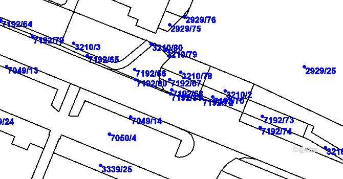 Parcela st. 7192/68 v KÚ Boskovice, Katastrální mapa