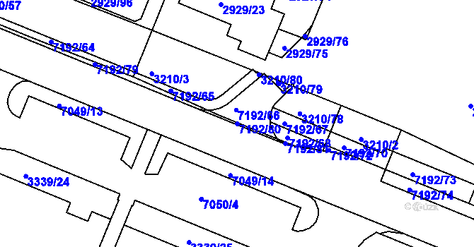 Parcela st. 7192/80 v KÚ Boskovice, Katastrální mapa
