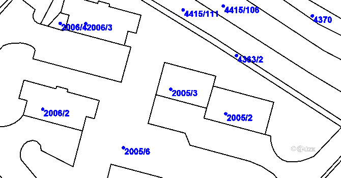 Parcela st. 2005/3 v KÚ Boskovice, Katastrální mapa