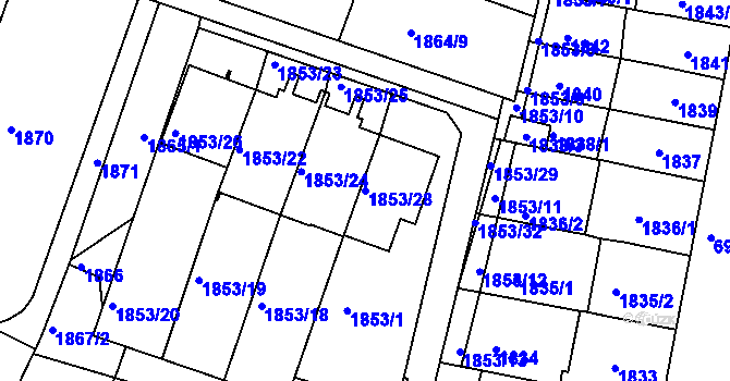 Parcela st. 1853/28 v KÚ Boskovice, Katastrální mapa