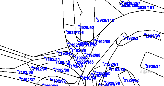 Parcela st. 7192/87 v KÚ Boskovice, Katastrální mapa