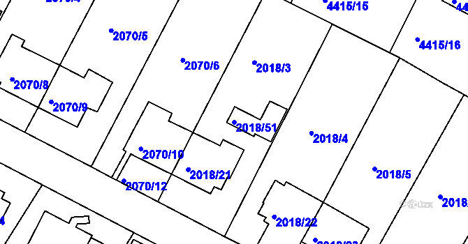 Parcela st. 2018/51 v KÚ Boskovice, Katastrální mapa