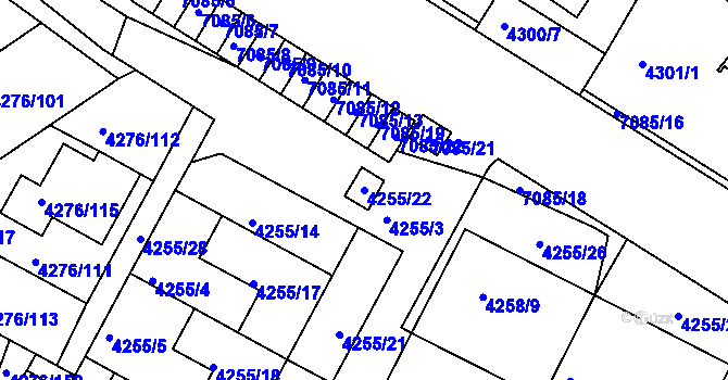 Parcela st. 4255/22 v KÚ Boskovice, Katastrální mapa