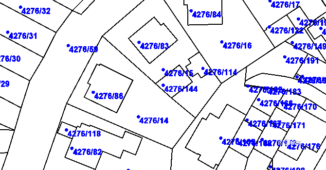 Parcela st. 4276/144 v KÚ Boskovice, Katastrální mapa