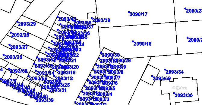 Parcela st. 2090/30 v KÚ Boskovice, Katastrální mapa