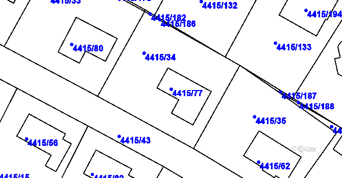 Parcela st. 4415/77 v KÚ Boskovice, Katastrální mapa