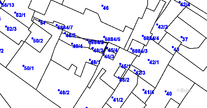 Parcela st. 45/3 v KÚ Boskovice, Katastrální mapa