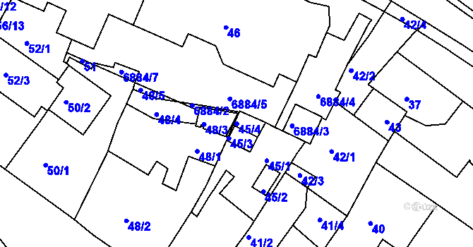 Parcela st. 45/4 v KÚ Boskovice, Katastrální mapa