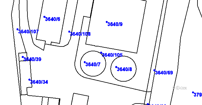 Parcela st. 3640/105 v KÚ Boskovice, Katastrální mapa