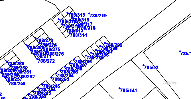 Parcela st. 788/287 v KÚ Boskovice, Katastrální mapa