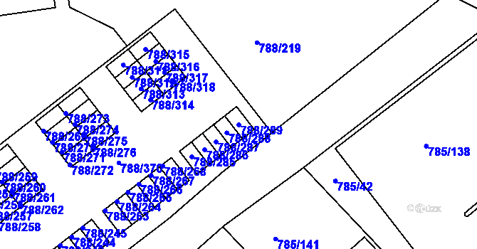 Parcela st. 788/289 v KÚ Boskovice, Katastrální mapa