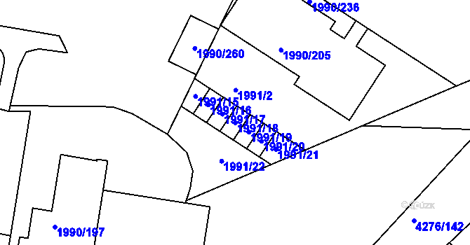 Parcela st. 1991/18 v KÚ Boskovice, Katastrální mapa