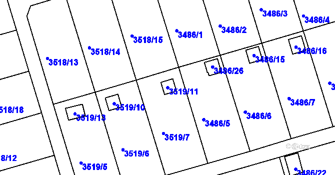 Parcela st. 3519/11 v KÚ Boskovice, Katastrální mapa