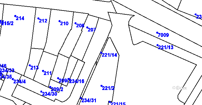 Parcela st. 221/14 v KÚ Boskovice, Katastrální mapa