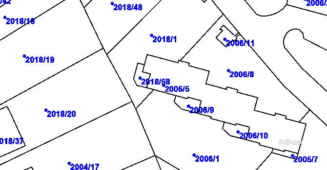 Parcela st. 2006/5 v KÚ Boskovice, Katastrální mapa