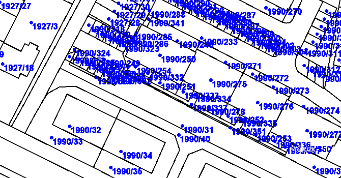 Parcela st. 1990/251 v KÚ Boskovice, Katastrální mapa