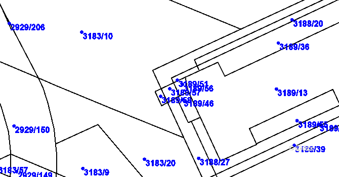 Parcela st. 3189/57 v KÚ Boskovice, Katastrální mapa