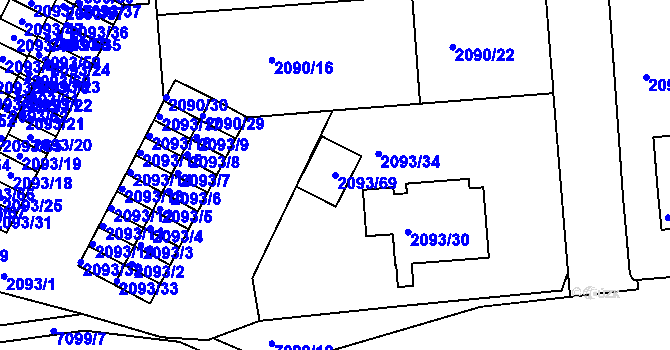 Parcela st. 2093/69 v KÚ Boskovice, Katastrální mapa