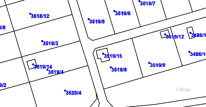Parcela st. 3519/15 v KÚ Boskovice, Katastrální mapa