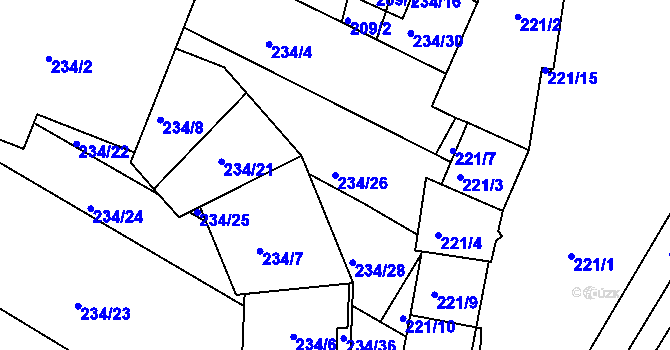 Parcela st. 234/26 v KÚ Boskovice, Katastrální mapa