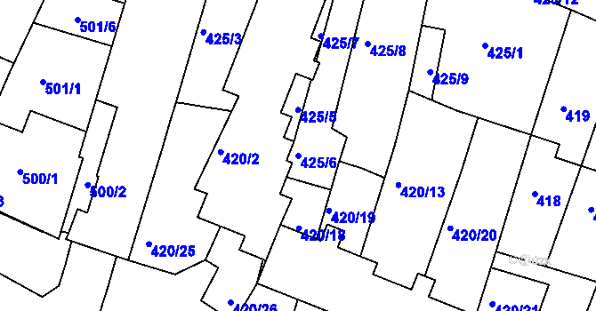 Parcela st. 425/6 v KÚ Boskovice, Katastrální mapa