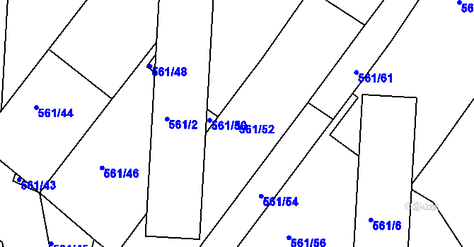 Parcela st. 561/52 v KÚ Boskovice, Katastrální mapa