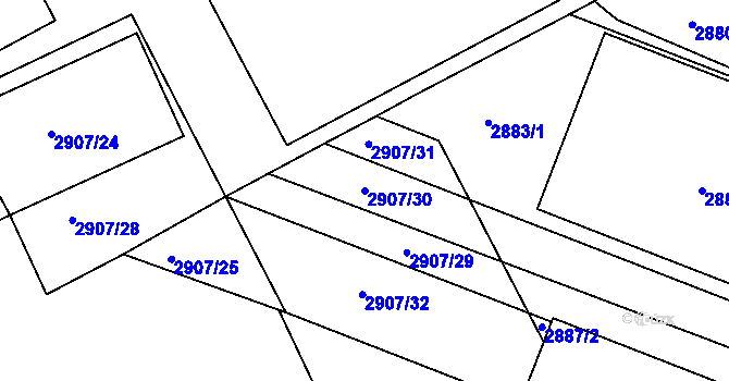 Parcela st. 2907/30 v KÚ Boskovice, Katastrální mapa