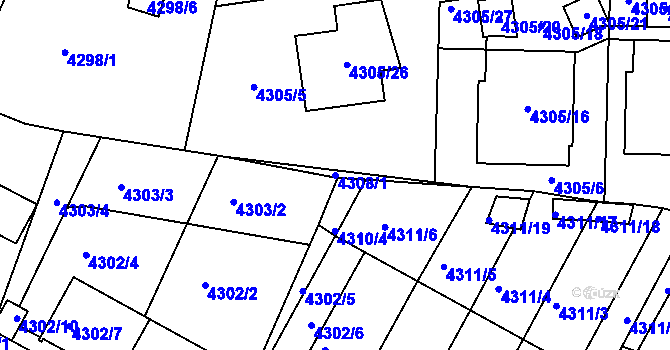 Parcela st. 4308/1 v KÚ Boskovice, Katastrální mapa