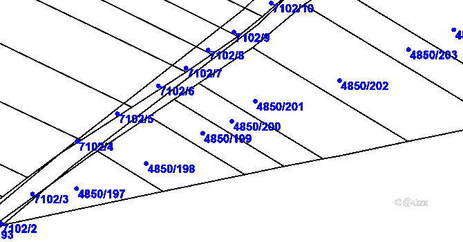 Parcela st. 4850/200 v KÚ Boskovice, Katastrální mapa