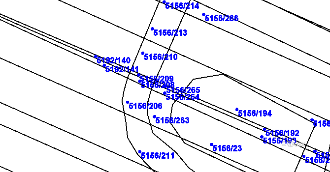 Parcela st. 5156/265 v KÚ Boskovice, Katastrální mapa