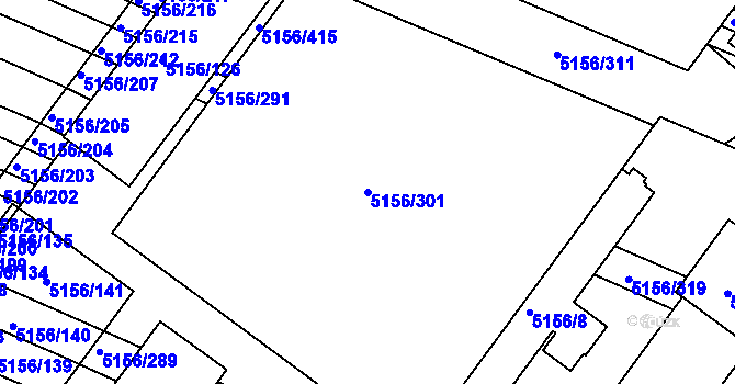 Parcela st. 5156/301 v KÚ Boskovice, Katastrální mapa