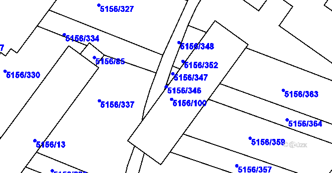 Parcela st. 5156/346 v KÚ Boskovice, Katastrální mapa