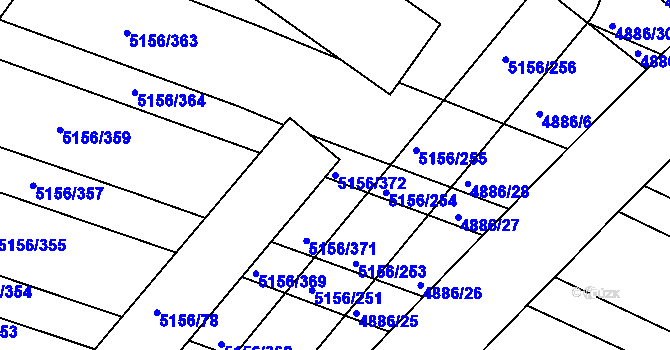 Parcela st. 5156/372 v KÚ Boskovice, Katastrální mapa