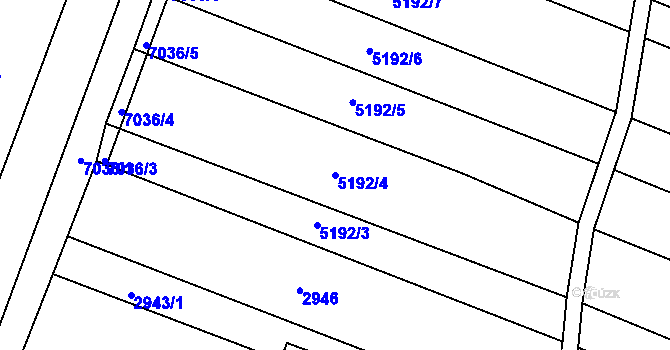 Parcela st. 5192/4 v KÚ Boskovice, Katastrální mapa