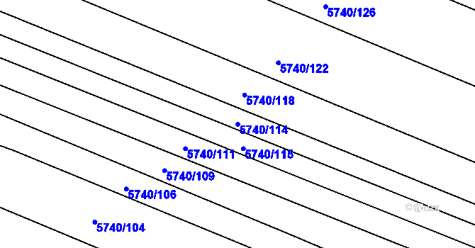 Parcela st. 5740/114 v KÚ Boskovice, Katastrální mapa