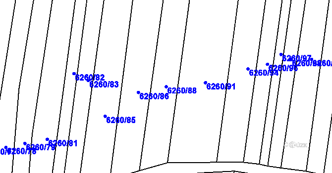 Parcela st. 6260/88 v KÚ Boskovice, Katastrální mapa