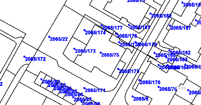 Parcela st. 2065/75 v KÚ Boskovice, Katastrální mapa