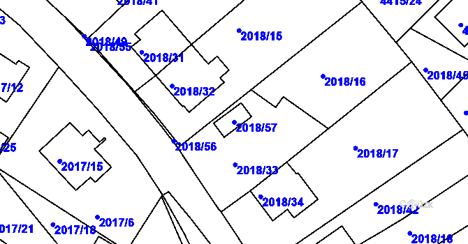 Parcela st. 2018/57 v KÚ Boskovice, Katastrální mapa
