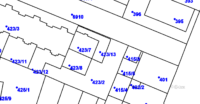 Parcela st. 423/13 v KÚ Boskovice, Katastrální mapa