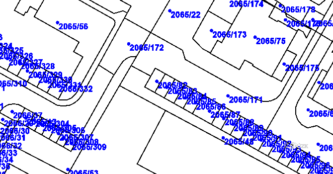 Parcela st. 2065/83 v KÚ Boskovice, Katastrální mapa
