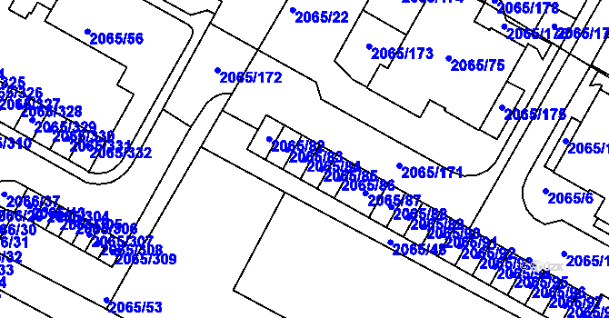 Parcela st. 2065/84 v KÚ Boskovice, Katastrální mapa