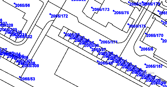 Parcela st. 2065/86 v KÚ Boskovice, Katastrální mapa