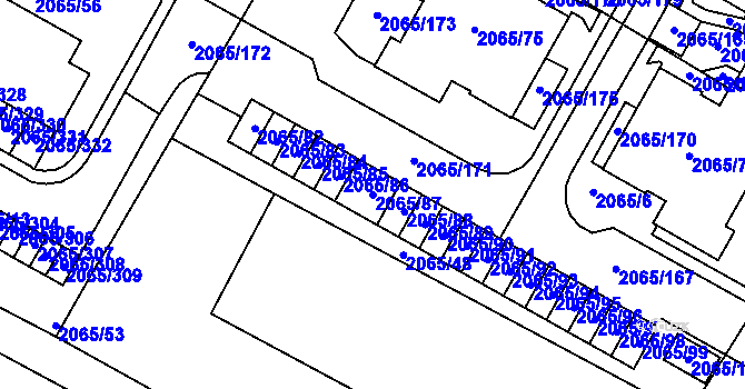 Parcela st. 2065/87 v KÚ Boskovice, Katastrální mapa