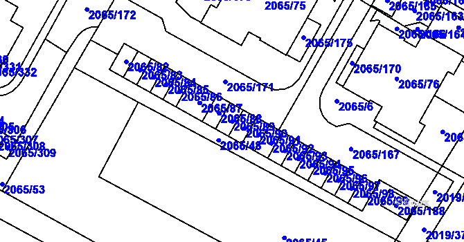 Parcela st. 2065/89 v KÚ Boskovice, Katastrální mapa